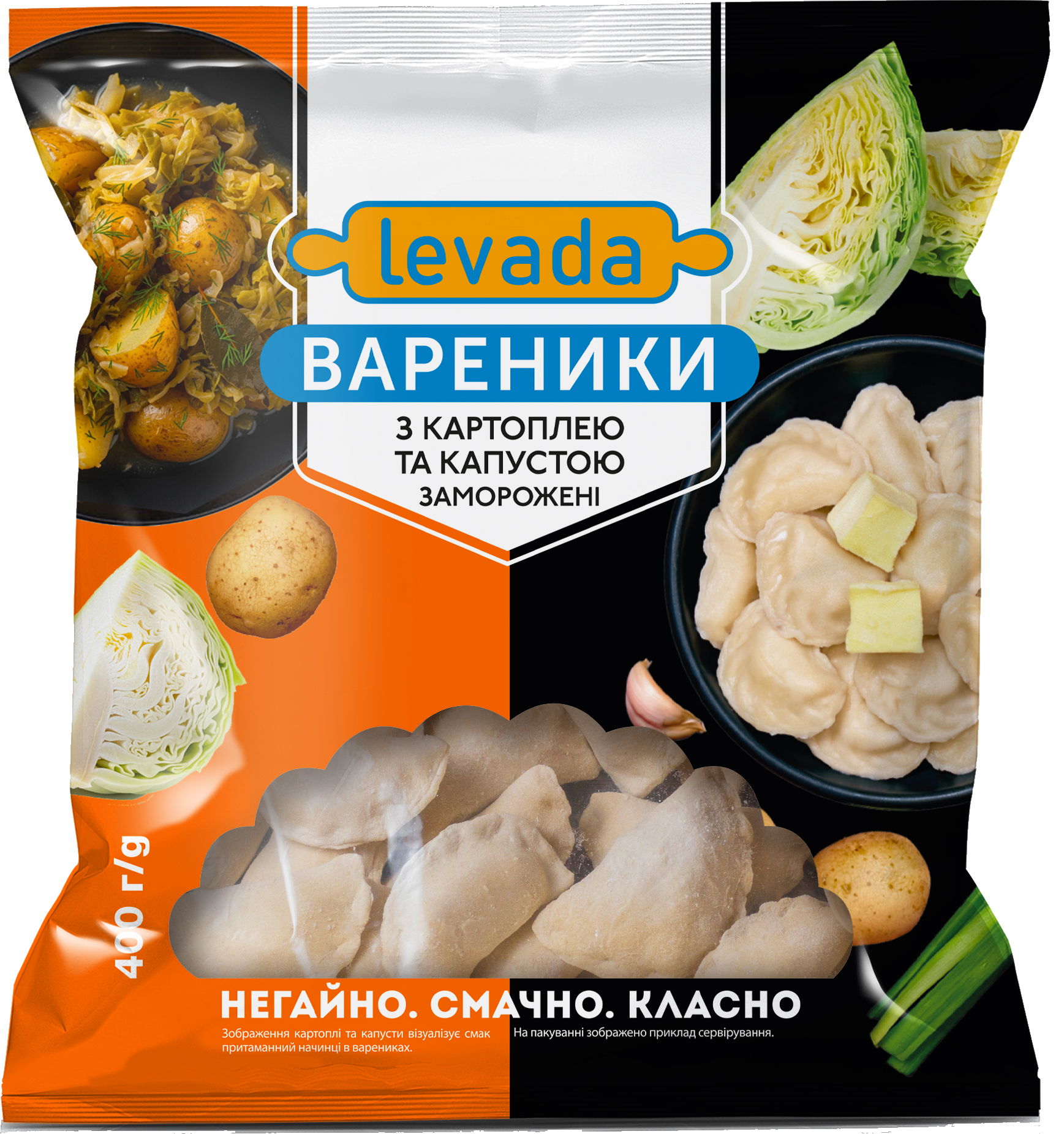 Frozen dumplings with potatoes and cabbage
